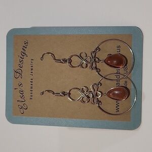 1081- Orange Glass Handmade Women's Earrings NWT